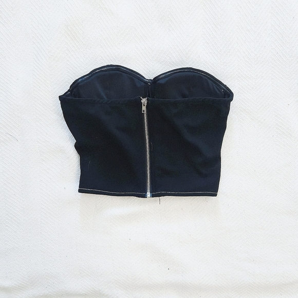 Nasty Dark Blue Strapless Crop Top Corset - Picture 2 of 4